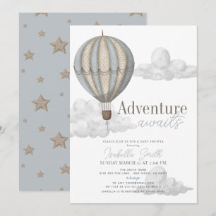 Adventure Awaits Hete Luchtballon Boy Baby shower Kaart