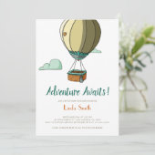 Adventure Awaits Hot Air Ballon Baby shower Kaart (Staand voorkant)