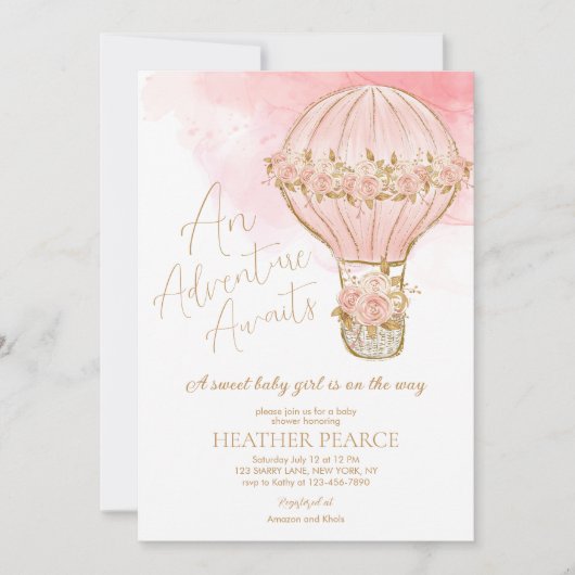 Adventure Awaits Hot Air Ballon Baby shower Kaart (Voorkant)
