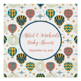 Adventure Awaits Hot Air Ballon Baby shower Perfect Poster
