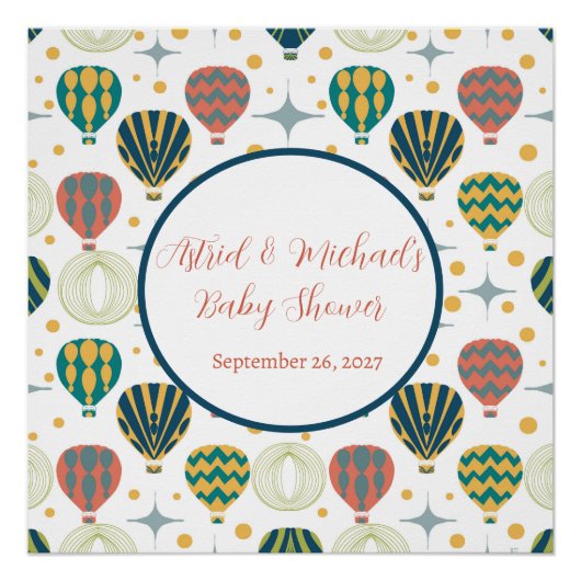Adventure Awaits Hot Air Ballon Baby shower Perfect Poster (Voorkant)