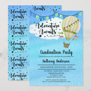 Adventure Awaits Hot Air Ballon Graduparty Kaart