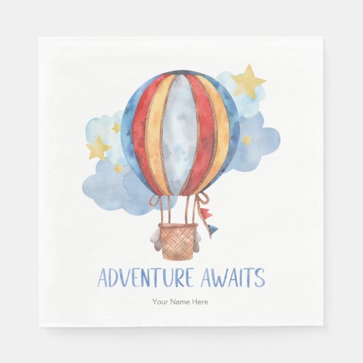 Adventure Awaits Hot Air Ballon Nursery Baby Kinde Servet (Voorkant)