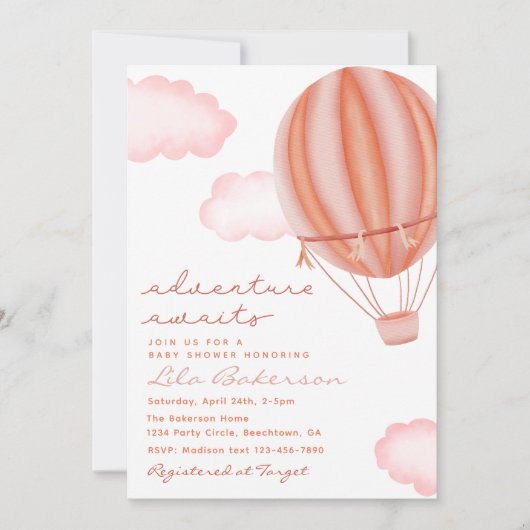 Adventure Awaits Hot Air Ballonuitnodiging Kaart (Voorkant)