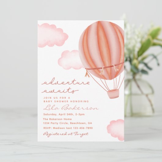 Adventure Awaits Hot Air Ballonuitnodiging Kaart (Staand voorkant)