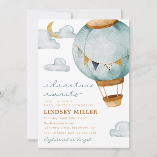 Adventure Awaits Hot Air Ballonuitnodiging Kaart (Voorkant)