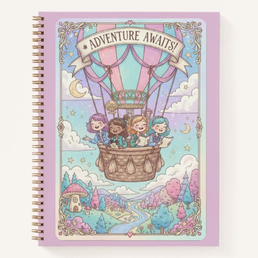 Adventure Awaits Hot Air Balloon & Friends Journal Notitieboek (Voorkant)