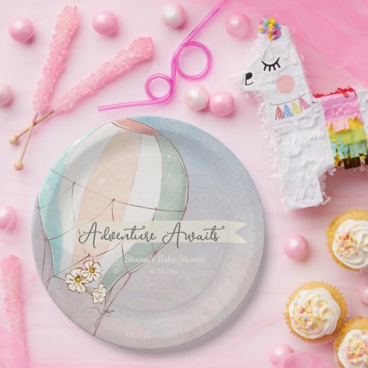 Adventure Awaits Hot Air Balloon Papieren Bordje (Feest)