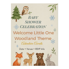 Adventure Awaits Invitation Woodland Baby Shower  Perfect Poster