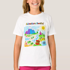 Adventure Awaits Kids Treasure Map Design T-shirt