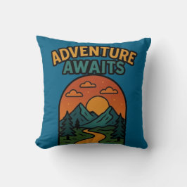Adventure Awaits Minimalist Print - Outdoor Travel Kussen