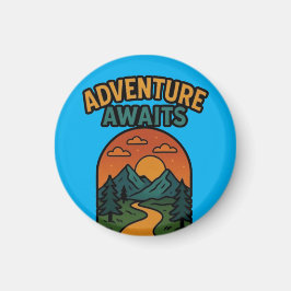 Adventure Awaits Minimalist Print - Outdoor Travel Magneet