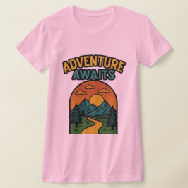 Adventure Awaits Minimalist Print - Outdoor Travel T-shirt