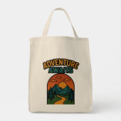 Adventure Awaits Minimalist Print - Outdoor Travel Tote Bag (Achterkant)