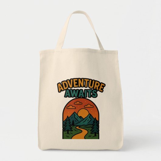 Adventure Awaits Minimalist Print - Outdoor Travel Tote Bag (Voorkant)