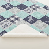Adventure Awaits Minky/Sherpa Throw - Mint, Navy (3/4)