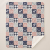 Adventure Awaits Minky/Sherpa Throw, Pink en Navy Sherpa Deken (Voorkant)