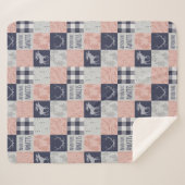 Adventure Awaits Minky/Sherpa Throw, Pink en Navy Sherpa Deken (Voorkant (horizontaal))