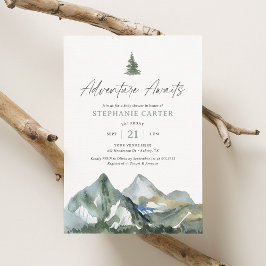 Adventure Awaits Mountain Boy Baby shower Kaart