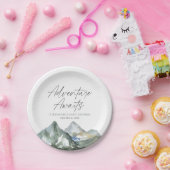 Adventure Awaits Mountain Boy Baby shower Papieren Bordje (Feest)