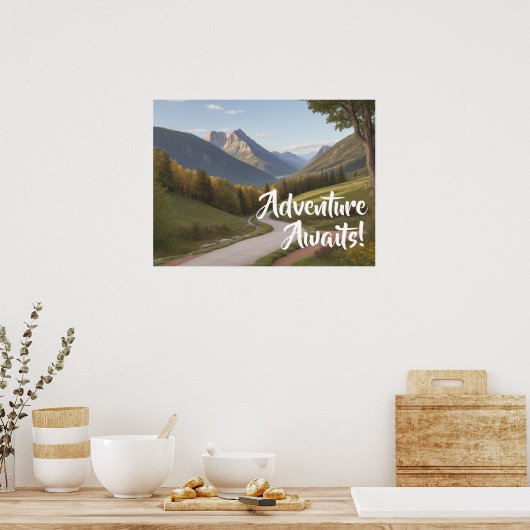 Adventure Awaits Mountain Giclée Art Poster Print (Keuken)