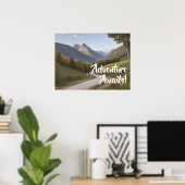 Adventure Awaits Mountain Giclée Art Poster Print (Thuiskantoor)