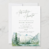 Adventure Awaits Mountain Rustic Bridal Shower Kaart (Voorkant)