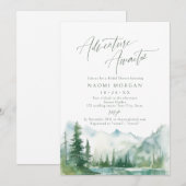 Adventure Awaits Mountain Rustic Bridal Shower Kaart (Voorkant / Achterkant)