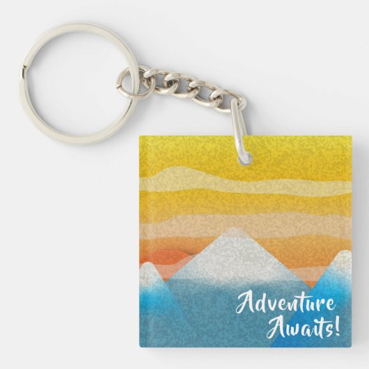 Adventure Awaits Mountain Sunset Sleutelhanger (voorkant)
