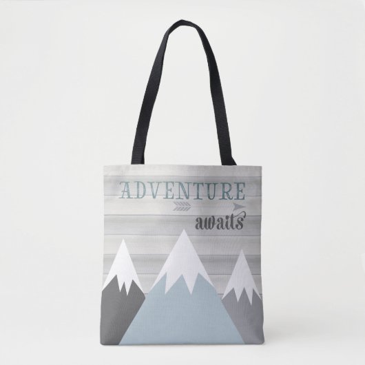 Adventure Awaits Mountain Wooden Tote Bag (Voorkant)