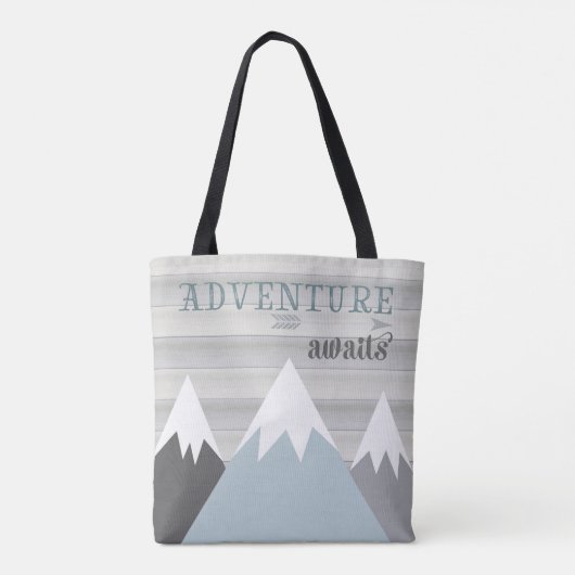 Adventure Awaits Mountain Wooden Tote Bag (Achterkant)