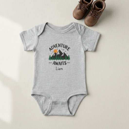 Adventure Awaits Mountains Personalized  Bodysuit