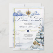 Adventure Awaits - Nautical Dream Ship Baby shower Kaart (Voorkant)