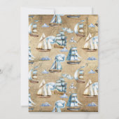 Adventure Awaits - Nautical Dream Ship Baby shower Kaart (Achterkant)