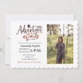 "Adventure Awaits" Outdoor Afstuderen Foto Kaart (Voorkant)