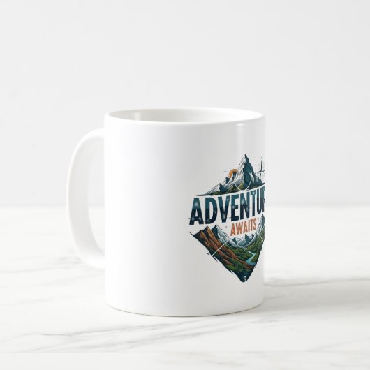 Adventure Awaits Peaks & Valleys Coffee Mug Koffiemok (Voorkant links)