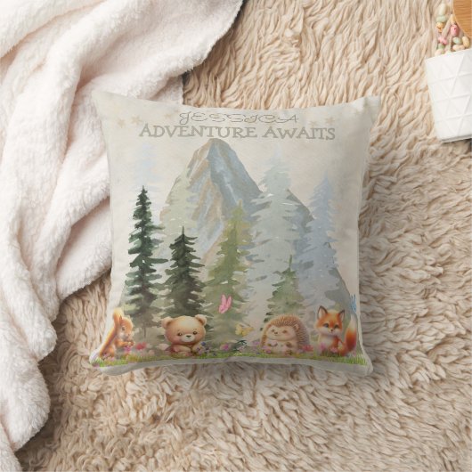 Adventure Awaits Personalized Rustic Forest Animal Kussen (Deken)