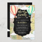 Adventure Awaits Reizen Baby shower Uitnodiging (Voorkant / Achterkant)