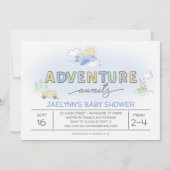 Adventure Awaits Reizen Baby shower Uitnodiging (Voorkant)