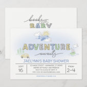 Adventure Awaits Reizen Baby shower Uitnodiging (Voorkant / Achterkant)