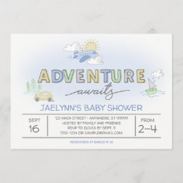 Adventure Awaits Reizen Baby shower Uitnodiging