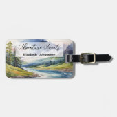 Adventure Awaits River Camping Waterverf Reizen Bagagelabel (Voorkant horizontaal)