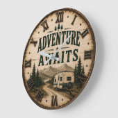 Adventure Awaits Rustic Camper Camping Mountain Grote Klok (Hoek)