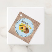 Adventure Awaits Rustic Sunflower Baby shower Bedankjes Labels (In situ)