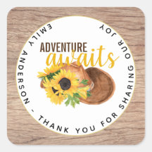 Adventure Awaits Rustic Sunflower Baby shower