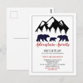 Adventure Awaits Rustic Woodland Beer Baby shower Briefkaart (Voorkant / Achterkant)