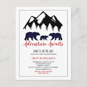 Adventure Awaits Rustic Woodland Beer Baby shower Briefkaart