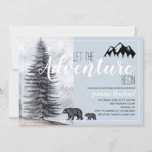 Adventure Awaits Rustic Woodland Beer Baby shower Kaart
