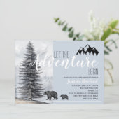 Adventure Awaits Rustic Woodland Beer Baby shower Kaart (Staand voorkant)