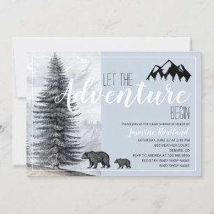 Adventure Awaits Rustic Woodland Beer Baby shower Kaart